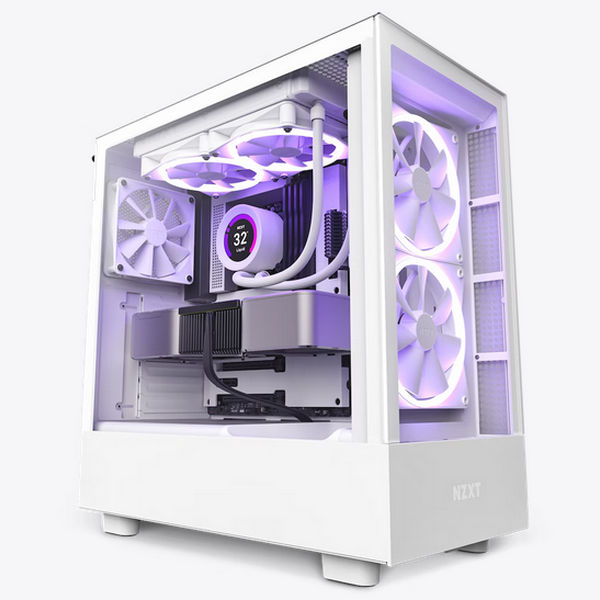 NZXT H5 Elite Premium Compact White ATX Tower Case with Side Window Panel