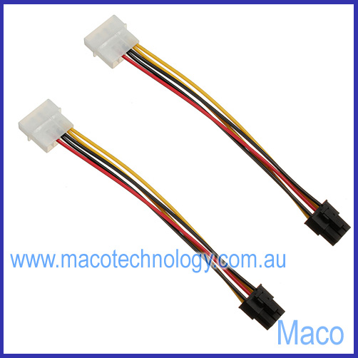 4 Packs 4 Pin Molex Cable to 6 Pin Male PCI Express Video Card Power Cable Adapter Free Standard Postage
