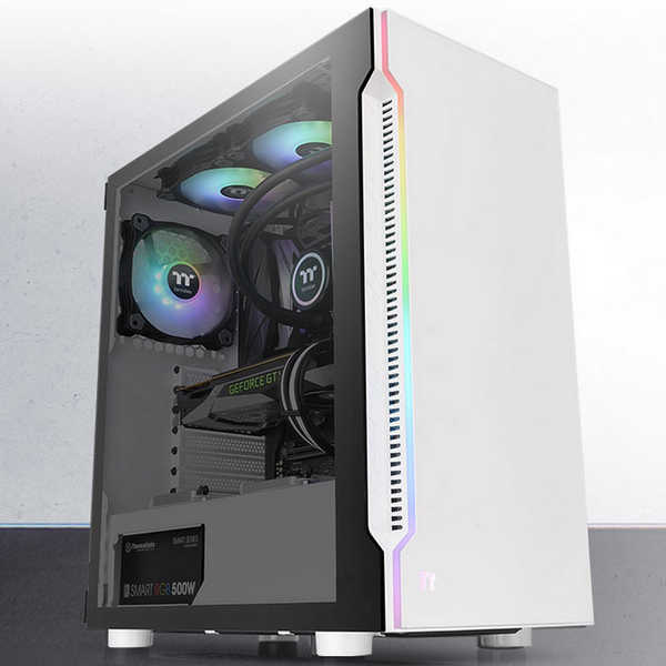 Thermaltake H200 Snow RGB White ATX Tower Case with Tempered Glass Side Window Panel