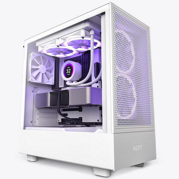 NZXT H5 Flow Airflow White ATX Tower Case with Side Window Panel