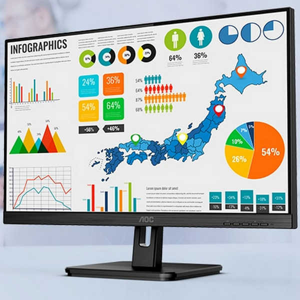 24" AOC 24E2QA 4ms IPS Monitor Built in Speakers