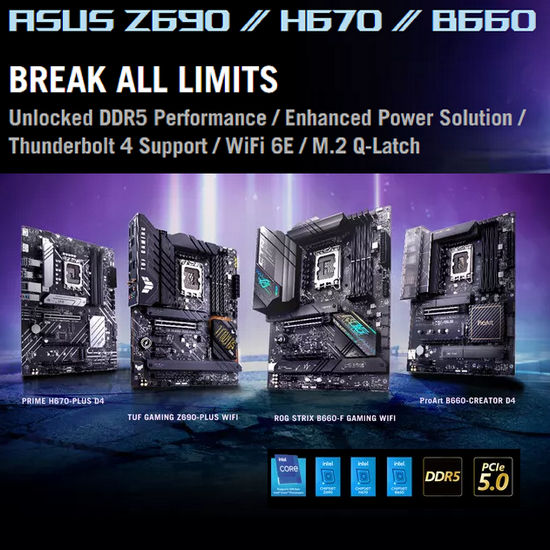 ASUS TUF GAMING Z690-PLUS WIFI D4 for 12th Intel LGA 1700 Motherboard