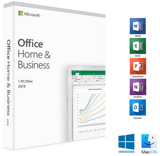 Microsoft Home and Business 2019 Retail Product Key Only for 1 PC Medialess (Word, Excel, PowerPoint, Outlook, OneNote)